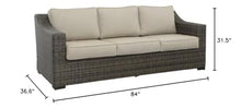 Steve Silver Furniture Jones Patio Sofa, w/All-Weather HDPE Resin Wicker, UV Inhibitors, and Plush Seating in Brown, Patio Couch for Porch, Deck, Backyard, 36.6" D x 84" W x 31.5" H, Brown, Beige