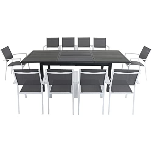 Hanover Cameron 11-Piece Modern Outdoor Dining Set White