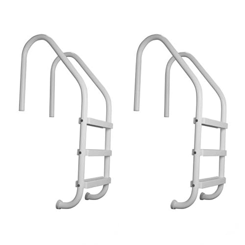 3 Step Polymer Finish Inground Pool Ladder, White (2 Pack)