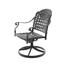 Cast Aluminum Patio Swivel Chair 6PCS With Black Frame and Blue Cushions