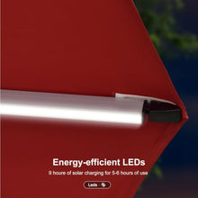 OROTLECT 9' X 12' Solar Powered LED Lighted Patio Umbrella Outdoor Rectangle Umbrella With Wheeled Base,Red