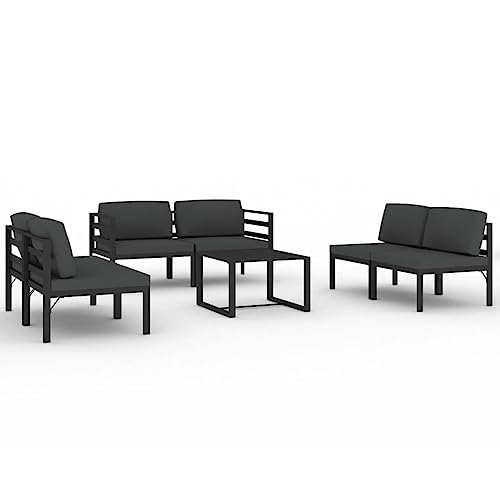 KPOUTRFG 7 Piece Modular Outdoor Lounge Set with Durable Lightweight Aluminum Frame, Comfortable Foam Filled Cushions and UV Resistant Design for Patio Seating