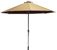 RWGOVLU 2.7M Garden Parasol Sun Shade Outdoor Umbrella 8 Sturdy Ribs with Crank and Tilt Mechanism for Lawn, Deck, Patio and Balcony, Khaki