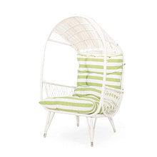 Outdoor Wicker Standing Basket Chair with Cushion for Outdoor Seating with Washable Cushion-Perfect for Balcony Deck and Poolside Furniture Sets Beige (White)
