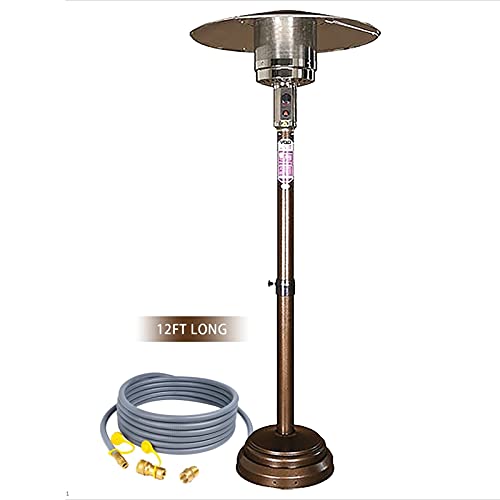 Natural Gas Patio Heater, Outdoor Heater Gas Adjustable Height,Between 140-200cm(55-78in),Includes 24 Ft- Long Natural Gas Hose,Passed cETL Certification,This Allows You To Have A Party With Frie