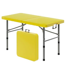 HAIXHX 48〞Fold-in-Half Portable Picnic Party Dining Camp Table Top, HDPE Tabletop with Steel Legs, Rectangular Foldable Table Top for Indoor, Load Capacity 1323 Lbs(Yellow)