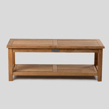 TITAN GREAT OUTDOORS Ash & Ember Sierra Grade A Teak 47" Coffee Table with Shelf, Weather Resistant Tea Table for Deck, Porch, or Backyard Use, Slatted Indoor Outdoor Patio Lounge Furniture