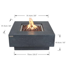 Manhattan Concrete Fire Pit 36" x 36" Outdoor Patio Firepit Includes Lava Rocks Modern Fire Pits & Outdoor Fireplaces for Garden, Deck, Indoor & Outdoor Heating
