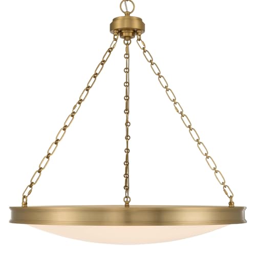 Golden Lighting 1700-30 Cameron 30" Wide LED Outdoor Pendant - Brushed Champagne Brass/Etched Glass