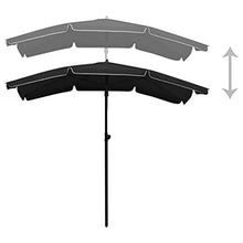 SDVantage Black Garden Parasol-Outdoor Patio Umbrella Uv Protective Cover with Steel Pole Tilting Function Crank System Included - Ideal for Gardens, Decks, and Patios, 200X130 Cm