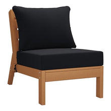 Costaelm Portsmouth Outdoor Patio HDPE Sectional Sofa with Deep Seating Patio Cushions, Teak/Black