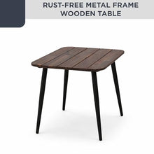 Alpine Corporation VTFAM166A 3-Piece Outdoor Patio Bistro Set – Wooden Accent Table & 2 Wicker Armchairs with Seat & Back Cushions – Modern Indoor/Outdoor Conversation Set, Natural & Black