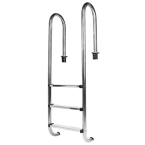 3 Step In-ground Swimming Pool Ladder Stainless Steel for In Ground Pools Durable Pool Step Ladder with Easy Mount Legs and Non-Slip Footstep