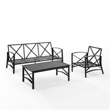Afuera Living 3-Piece Metal Outdoor Sofa Set, Steel Construction, Oil Rubbed Bronze Finish, Oatmeal Cushions, Includes Sofa, Chair, Coffee Table, Weatherproof Material, Seating for 4, Patio
