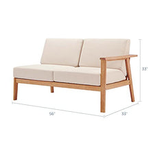 Modway Outdoor Eucalyptus Wood Right-Facing Loveseat Sectional Sofa Natural Taupe