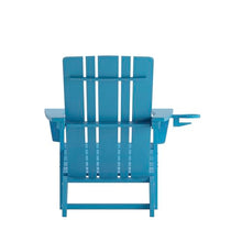 Flash Furniture Halifax Adirondack Chairs with Cup Holders, Weather Resistant Poly Resin Adirondack Chairs, Set of 4, Blue