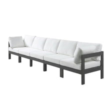 Outdoor Escape White Fabric Outdoor Patio Modular Sofa with Contemporary Style, Cushioned Seating, 150-Inch Width, Weather-Resistant Upholstery