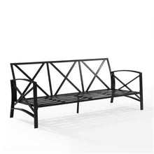 Afuera Living Outdoor Sofa, Metal Frame with Mist Green Polyester Cushions, Oil Rubbed Bronze Finish, Weatherproof, Comfortable Seating for 3, 79 in Wide Patio Couch, Balcony or Porch Furniture