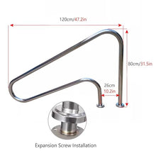 MSHOSAC Pool Handrail,Stainless Steel Pool Handrail 2-Pack, 3-Bend Railing with Base Plate for Indoor/Outdoor Inground Pools, Easy Install Swimming Pool Safety Handrails