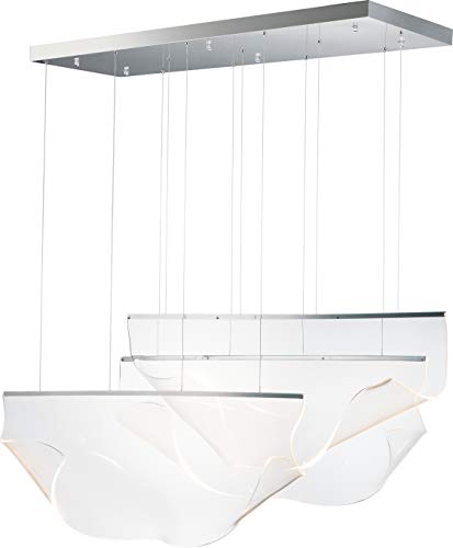 ET2 Lighting Rinkle 3-Light Pendant | Polished Chrome Finish | Stainless Steel & Patterned Acrylic Glass | Modern Hanging Pendant Light for Kitchen Islands | Adjustable Cord Suspension | E24873-133PC