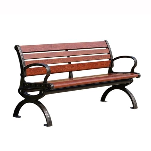 ZzleoyuUUs-12 Outdoor Garden Bench Brown Aluminum Leisure Backrest Outdoor Bench Park 1.5/1.8m Patio Bench(Medium)