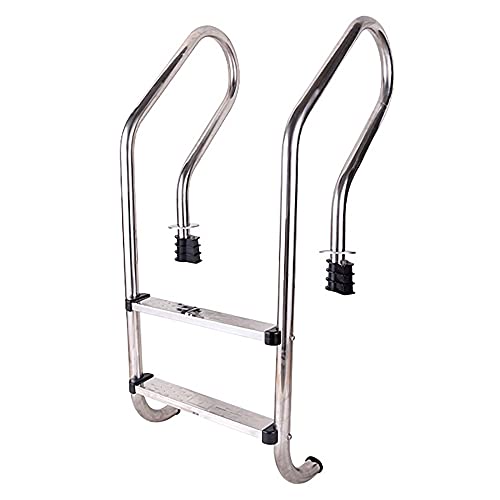 2 Step Pool Ladder 304 Stainless Steel Swimming Pool Handrail for Indoor and Outdoor 0.6-0.9m Pool 250LBS Load Capacity/Silver / 1.2mm (Silver 1mm)