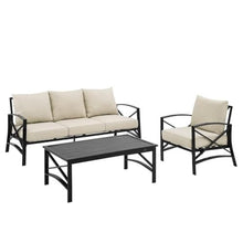Afuera Living 3-Piece Metal Outdoor Sofa Set, Steel Construction, Oil Rubbed Bronze Finish, Oatmeal Cushions, Includes Sofa, Chair, Coffee Table, Weatherproof Material, Seating for 4, Patio