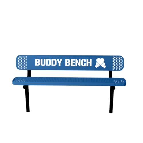 COATEDOUTDOORFURNITURE Buddy Bench, Textured Light Blue, Punched, 6Ft