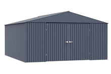 Arrow Shed Elite 14' x 16' Tall Outdoor Steel Storage Shed with High Gable and Lockable Doors Storage Building, Anthracite