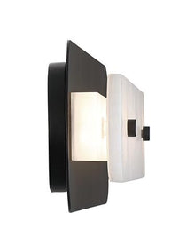Eurofase Tramore 1-Light LED Outdoor Wall Sconce – 38" Powder Coat Black Art Deco Exterior Wall Light, Alabaster Shade, Wet-Rated for Porch, Patio & Entryway