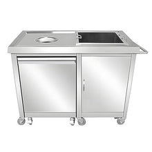 JOSOGO Kitchen Single Trash Drawer,Stainless Steel Dish Return Cart Organizer with Large Space Storage,Pull Out,with Wheel and Handle,for Island Patio Grill Station(80x60cm)