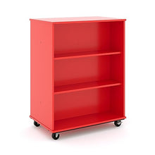 Tot Mate Double-Sided Mobile Bookshelf 3-Shelf Storage Cabinet Red