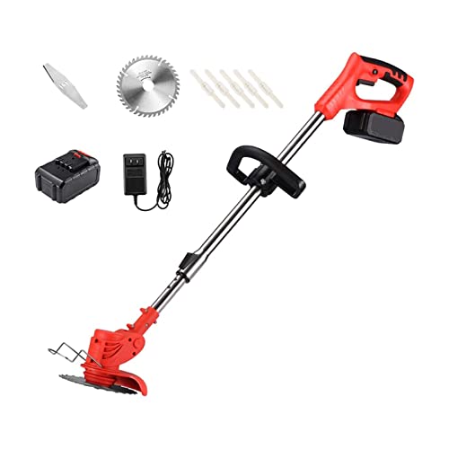 String Trimmer Electric Lawn Mower Small Household Lawn Mower The Best Assistant for Gardens and Farms with Plastic Blade Lithium Battery Charger (42TV/12000ma Battery*1)