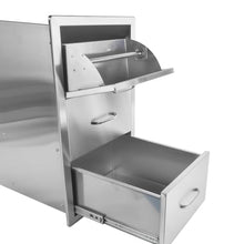 QJMUS 17 x 30 Inch Outdoor Kitchen Drawers Stainless Steel, Double Drawer with Paper Towel Holder for BBQ Island Grill Station