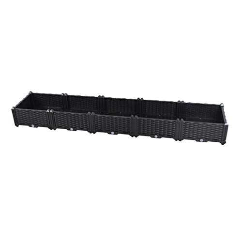 Hershii Plastic Rectangular Raised Garden Bed Indoor Outdoor Planter Box Kit Container for Growing Vegetables, Plants, Herbs, Flowers & Succulents - Black - 76.77 X 15.35 X 8.66 Inches
