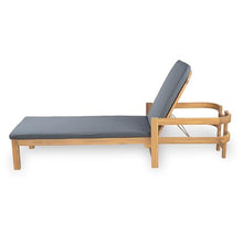 Merax 4-Piece Outdoor Acacia Wood Chaise Lounge with Adjustable Backrest & Water-Resistant Cushion, 4-Position Patio Recliner for Poolside & Lawn, Gray