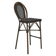 Euro Style Erlend Indoor/Outdoor Bar Stool | Modern French Bistro Style | Stackable, Weather-Resistant Seating for Patio, Bar, Restaurant, Cafés, Wineries, Balcony, Poolside | Black/Brown | Set of 1