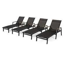 Christopher Knight Home Teresa Outdoor Aluminum Chaise Lounge with Mesh Seating Set of 4 Black