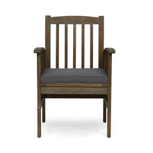 Christopher Knight Home Casa Outdoor Acacia Wood 5 Piece Dining Set with Round Table and Cushions Gray + Dark Gray
