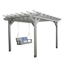 highwood Made in the USA Bodhi 10’ x 10’ Pergola with 5’ Lehigh Porch Swing, Coastal Teak