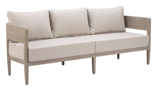 Zuo Foret Sofa Gray, Beige Sofa, Modern Style, Patio Furniture, Outdoor Fabric, Seats up to 2, Aluminum, Outdoor Living, 77.4" W x 28.9" D x 31.5" H, Non-Stackable