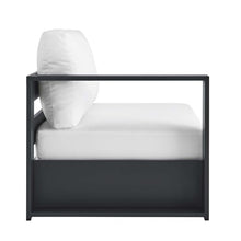 Modway Tahoe Aluminum Modular Left-Facing Outdoor Patio Loveseat in Gray White with Weather-Resistant Cushions, Couch for Garden Backyard, Poolside