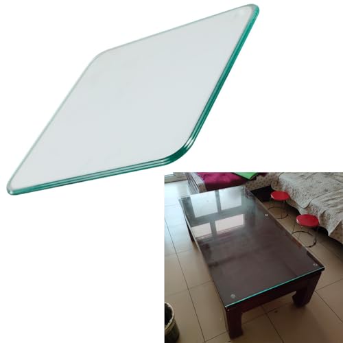 SXKJQER Rectangle/Square Glass Table Top, Patio Table Tops, 8mm Thick Tempered Table Top with Polished Edge, Transparent Sheet, with 6 Anti-Slip Pads, for Coffee, Dining Table(100x100cm)
