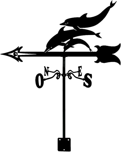 Various Weathervane Wind Wheel Decorative Garden Stake with Ornament Garden Weather Vane (Dolphin)