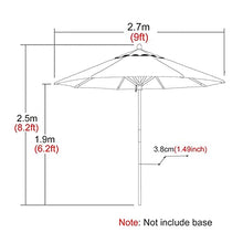 YYBOES Patio Umbrella Outdoor,White Garden Patio Umbrella, Outdoor Market Table Umbrella with Wood Pole, Weatherpoof and Protected Shade Canopy Parasol, Pool/Beach/Deck/Lawn