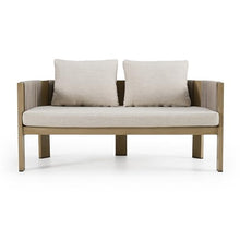 Salvora - Outdoor Beige Fabric & Grey Rope Loveseat