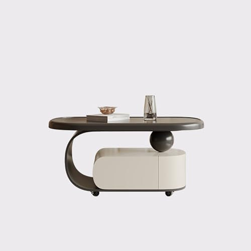 Oval Coffee Table, Modern Coffee Tables Tables with Storage,Minimalist Design for Living Room, Luxury Home Furniture Outdoor Side Table A-100x50cm