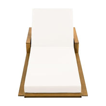 Merax Patio Chaise Lounge Set of 4, Acacia Wood Outdoor Reclining Chairs with 4-Position Adjustable Backrest, 4-Piece Sunbathing Recliner & 4" Thick Triple-fold Cushion for Poolside, Garden, Beige