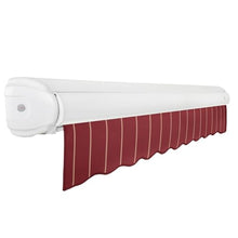 Awntech 18' Full Cassette Right Motor (18' x 10') Retractable Patio Awning, Burgundy Pin Stripe