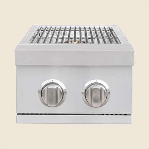 The Chimney Shop Summerset Quest, TRL, and Sizzler Built-in Double Side Burner for Liquid Propane Outdoor Kitchens Dual Burner Stainless Steel Side Cooker with LED Lighting